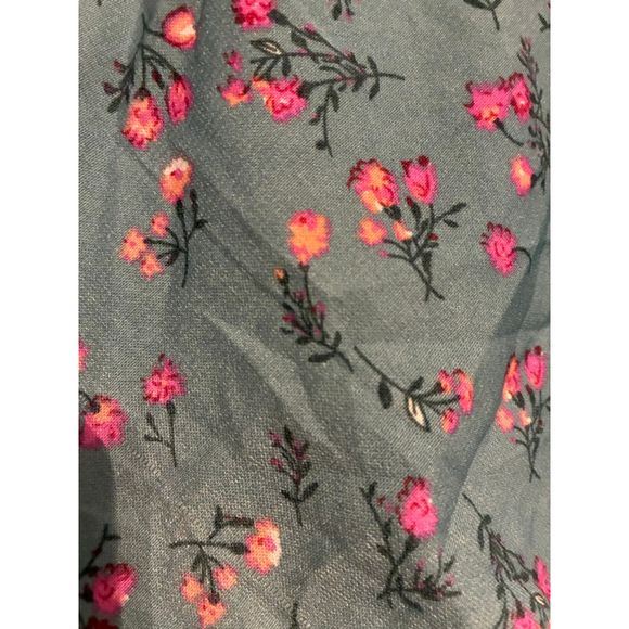 0125 Beautiful blue cottage-core dress with pink posies. Size- S/M - Picture 5 of 8